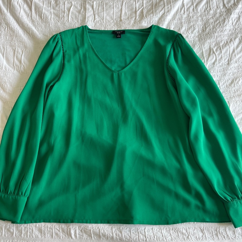 Ann Taylor Factory Outlet Petite Large Green Shirt